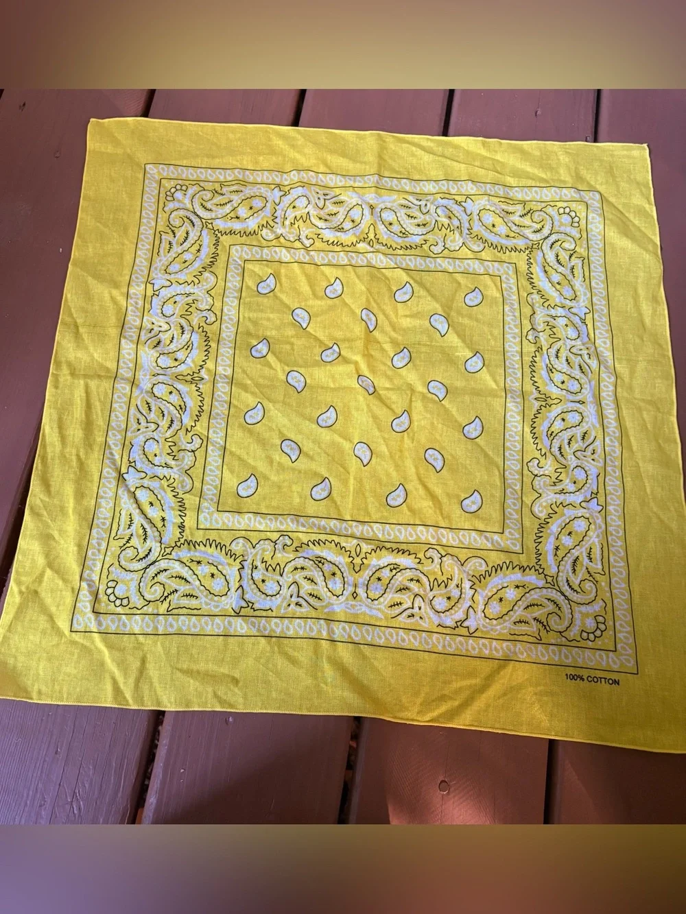 Classic Yellow Paisley 100% Cotton Bandana Handkerchief